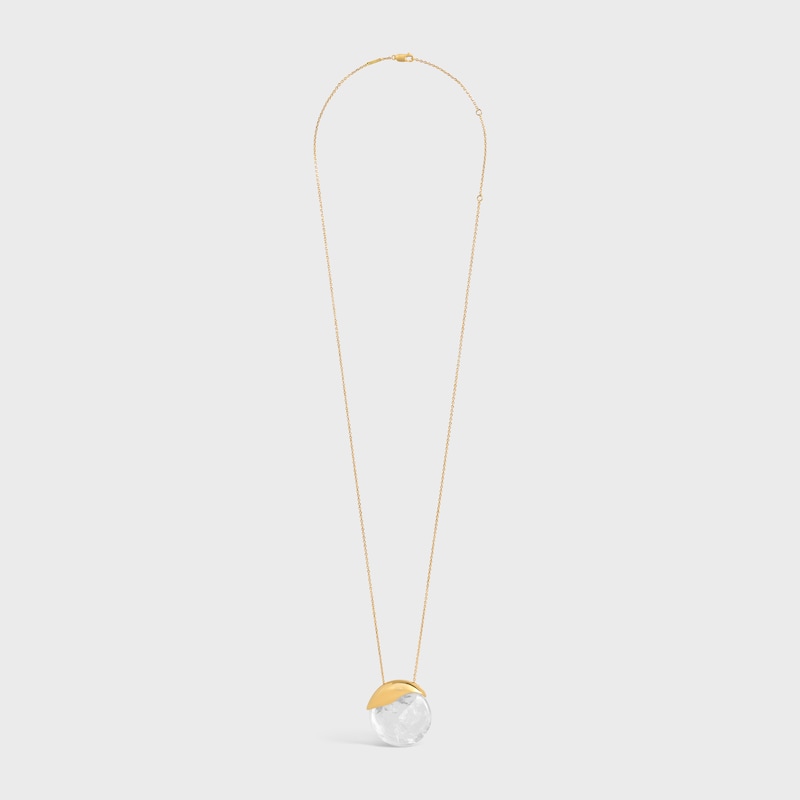 collier céline les pierres en cristal de roche et laiton finition dorée
