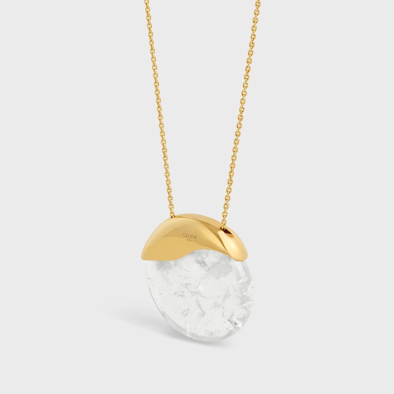 collier céline les pierres en cristal de roche et laiton finition dorée
