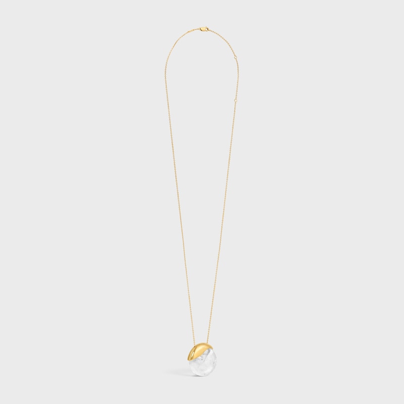 collier céline les pierres en cristal de roche et laiton finition dorée