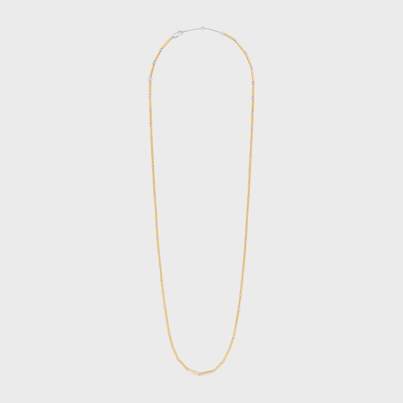 collier long celine charms en laiton avec finition or et rhodium
