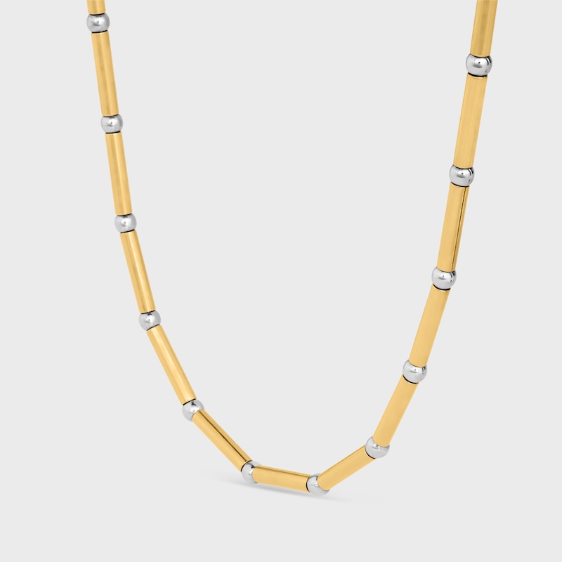 collier long celine charms en laiton avec finition or et rhodium