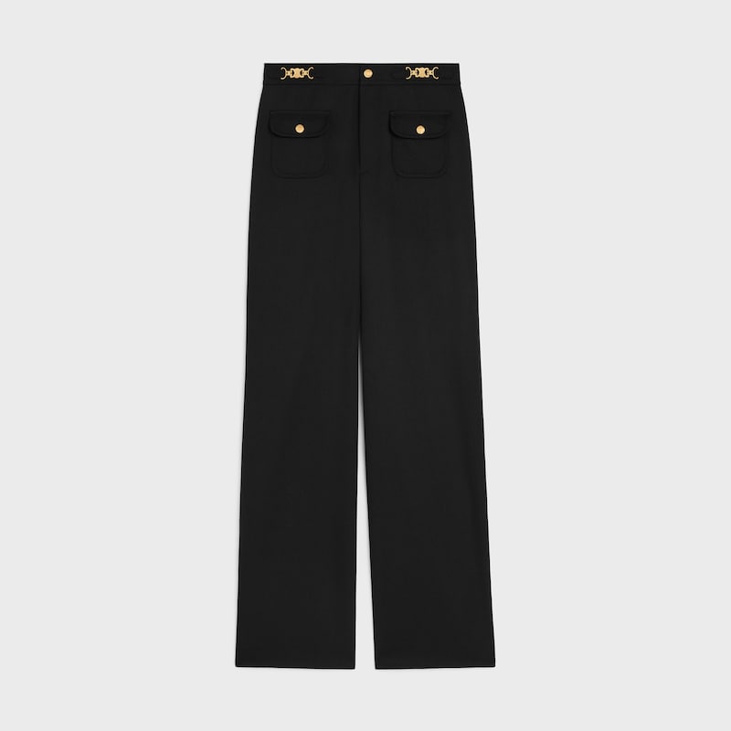 pantalon à gourmettes en laine diagonale