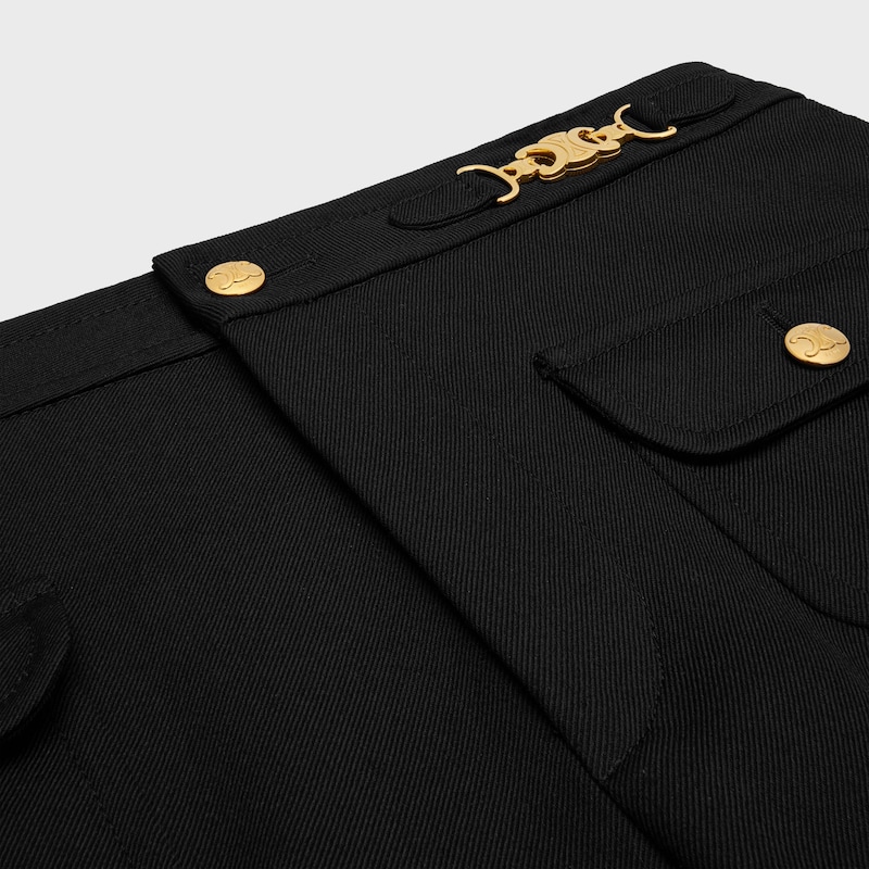 pantalon à gourmettes en laine diagonale