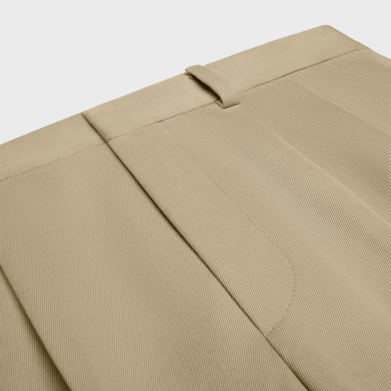 pantalon plissé en gabardine de coton et de laine