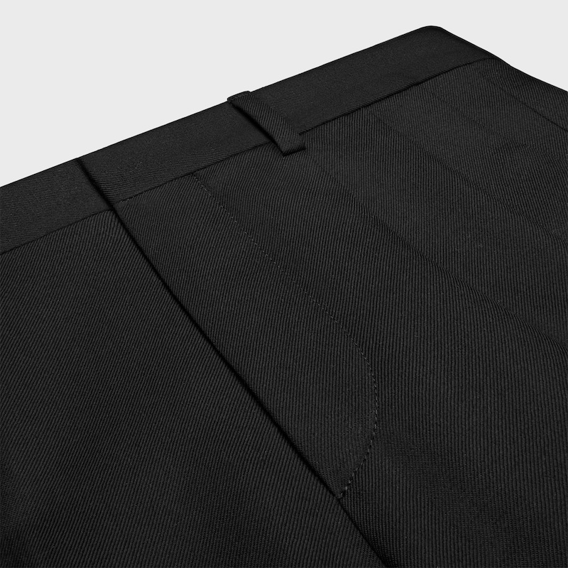pantalon plissé en gabardine de laine légère