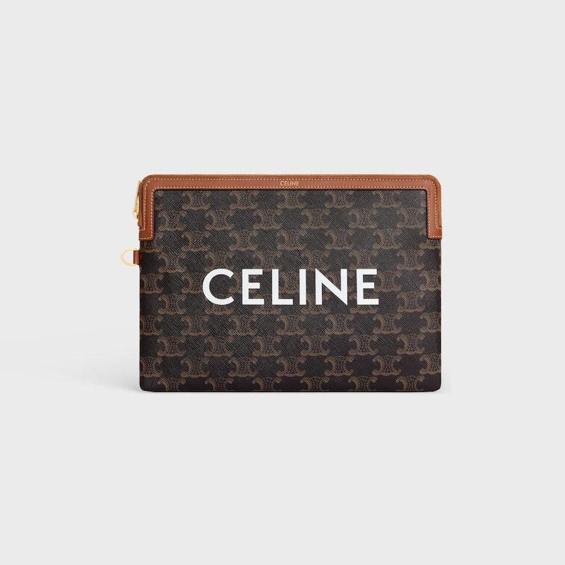 petite pochette avec bandouliÈre cuir triomphe en toile triomphe avec imprimÉ celine