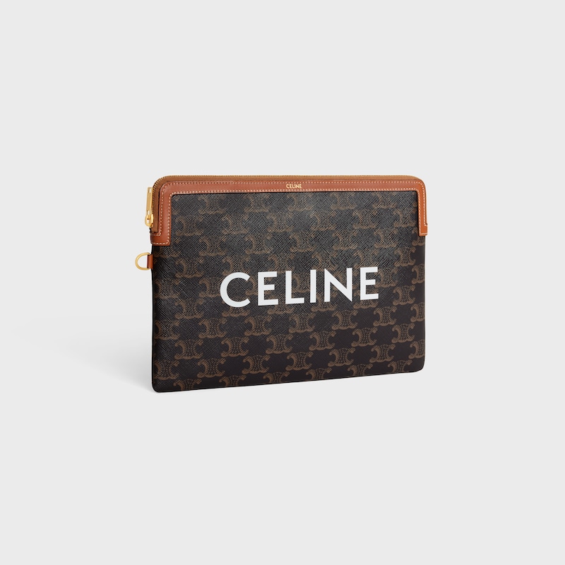petite pochette avec bandouliÈre cuir triomphe en toile triomphe avec imprimÉ celine