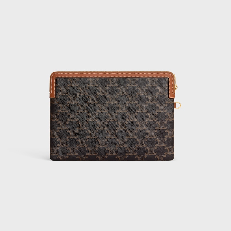 petite pochette avec bandouliÈre cuir triomphe en toile triomphe avec imprimÉ celine
