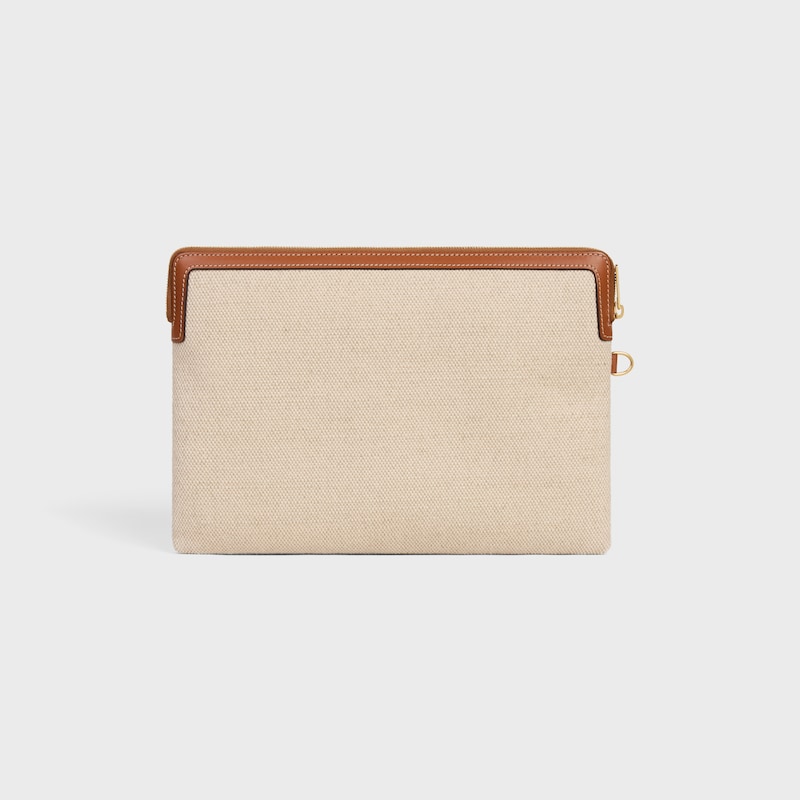 petite pochette À bandouliÈre en textile avec broderie dancre et peau de veau