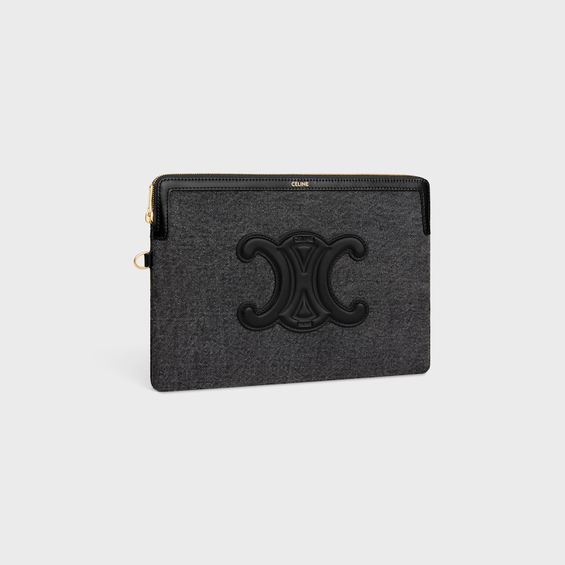 petite pochette avec bandouliÈre cuir triomphe en denim