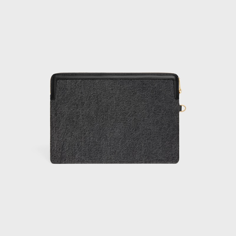 petite pochette avec bandouliÈre cuir triomphe en denim