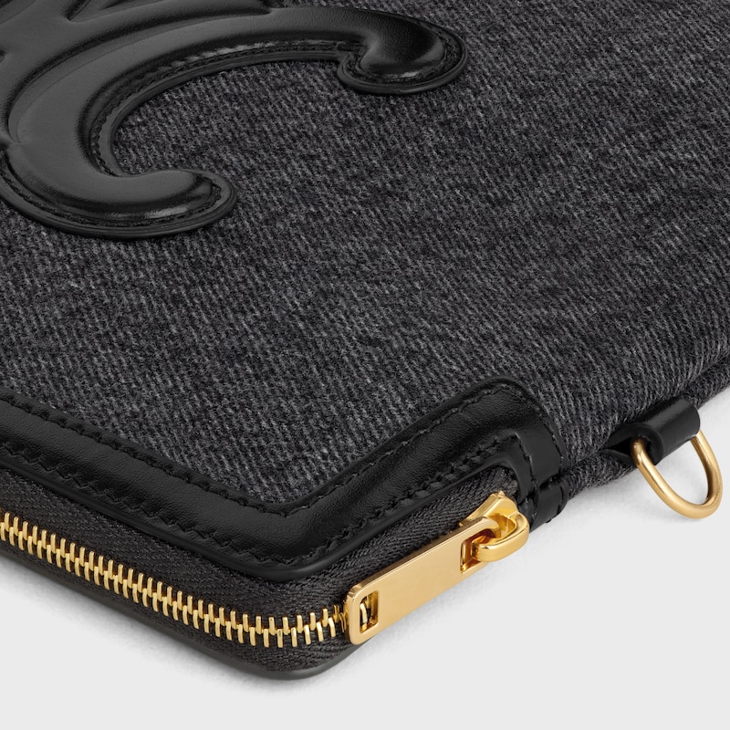 petite pochette avec bandouliÈre cuir triomphe en denim