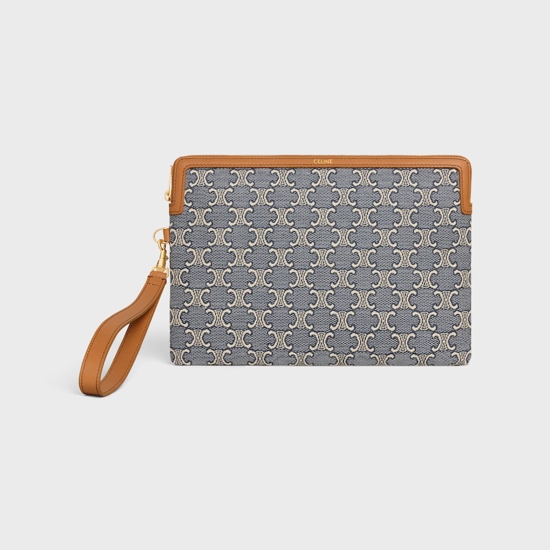 petite pochette avec bandouliÈre cuir triomphe en jacquard triomphe all over
