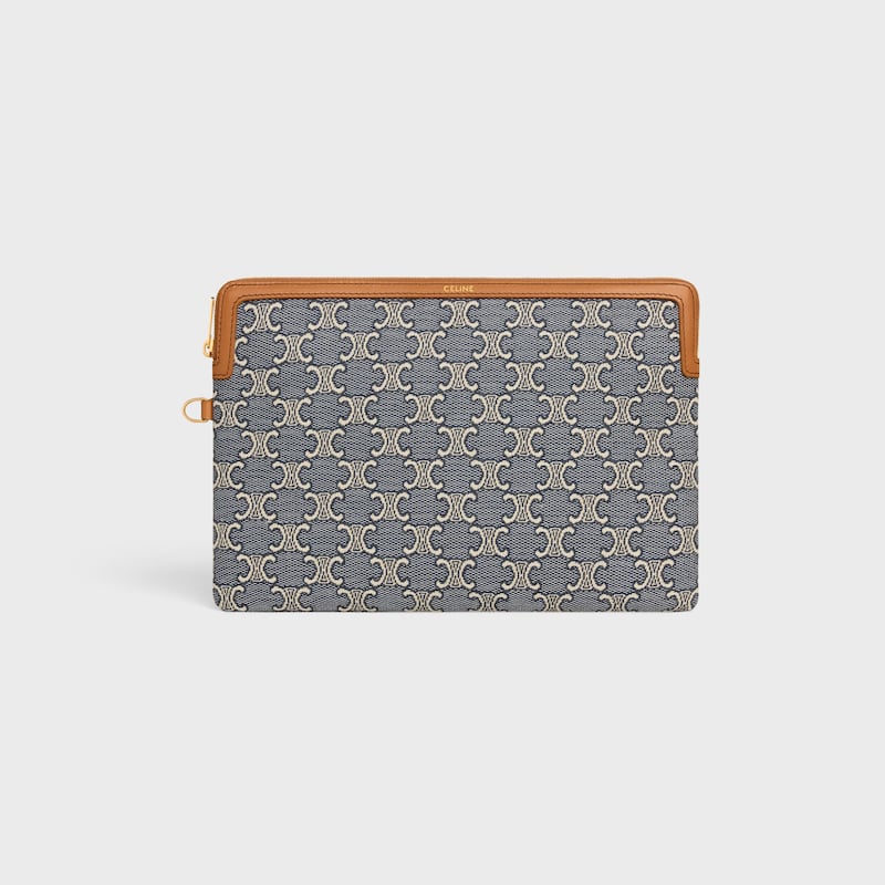 petite pochette avec bandouliÈre cuir triomphe en jacquard triomphe all over