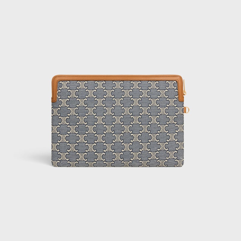 petite pochette avec bandouliÈre cuir triomphe en jacquard triomphe all over