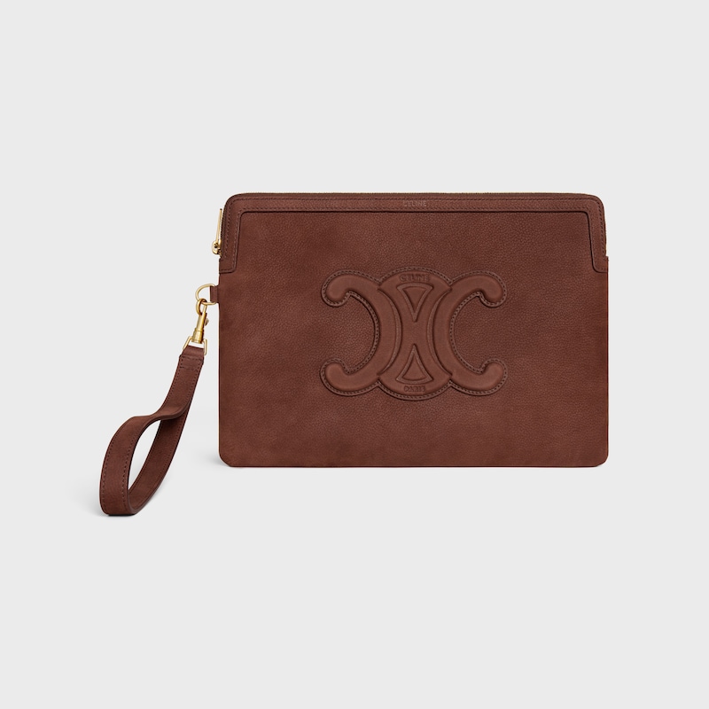 petite pochette avec bandouliÈre cuir triomphe en cuir de veau grainÉ
