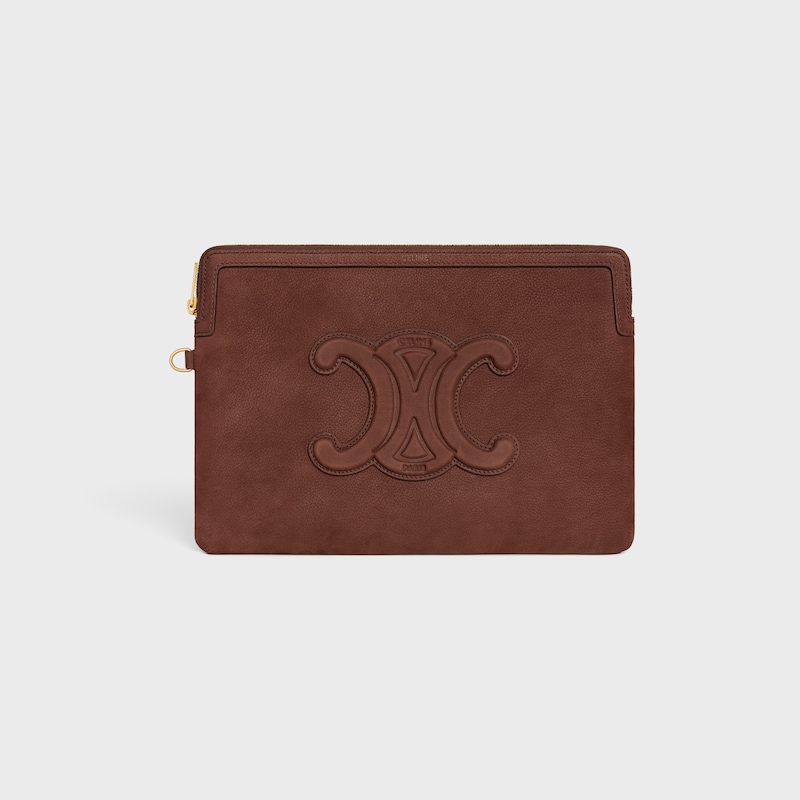 petite pochette avec bandouliÈre cuir triomphe en cuir de veau grainÉ