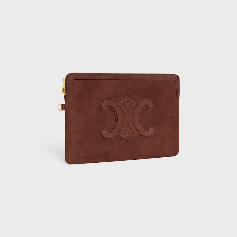 petite pochette avec bandouliÈre cuir triomphe en cuir de veau grainÉ
