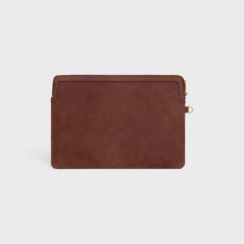 petite pochette avec bandouliÈre cuir triomphe en cuir de veau grainÉ