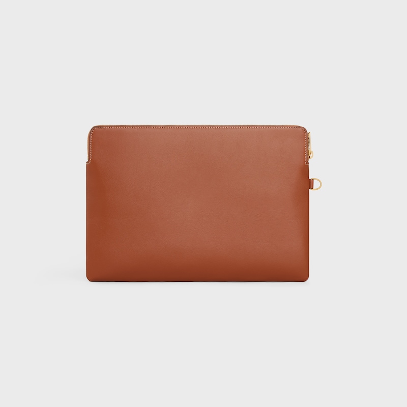 petite pochette avec bandouliÈre cuir triomphe en cuir de veau lisse