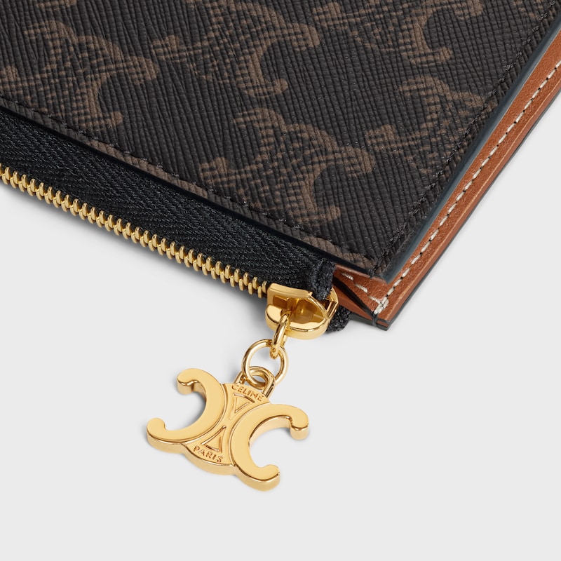 ensemble de trois pochettes pour charmes triomphe en toile triomphe et cuir de veau grainÉ