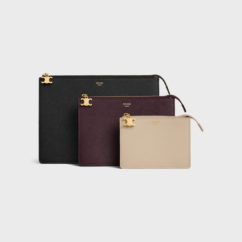 trois pochettes en trio de veau grainÉ