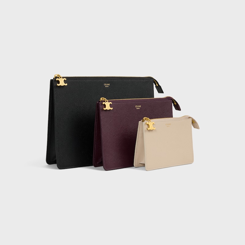trois pochettes en trio de veau grainÉ