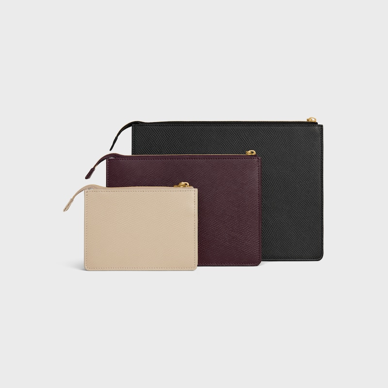 trois pochettes en trio de veau grainÉ
