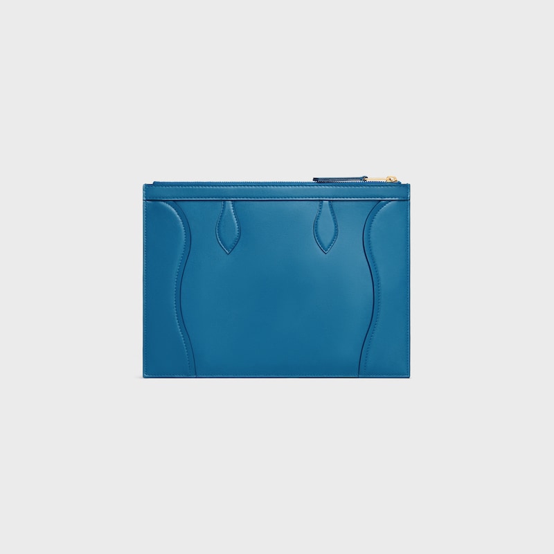 pochette moyenne en cuir de veau brillant