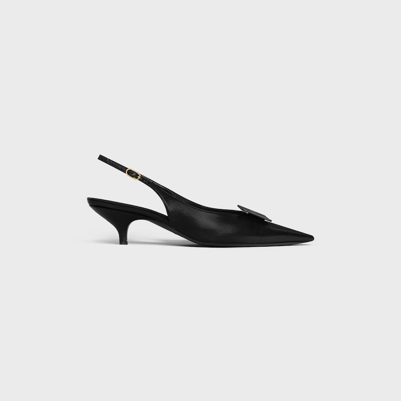 signature - escarpins à bride arrière avec étiquette en cuir dagneau