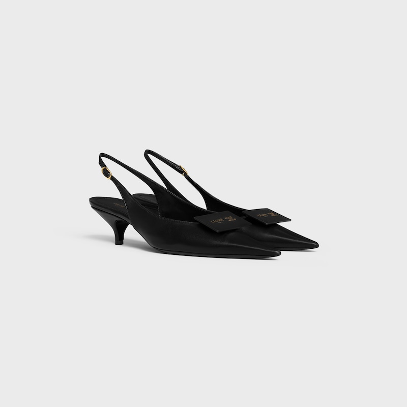 signature - escarpins à bride arrière avec étiquette en cuir dagneau