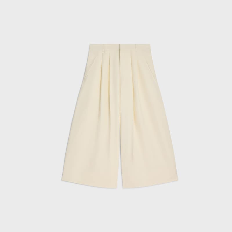 pantalon court montauk en laine à diagonale