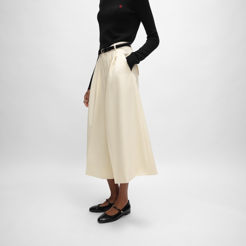 pantalon court montauk en laine à diagonale