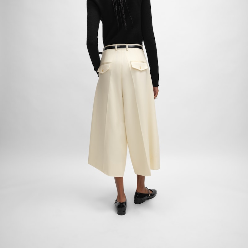 pantalon court montauk en laine à diagonale
