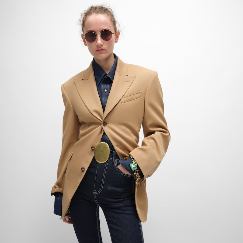 veste colonne en laine diagonale