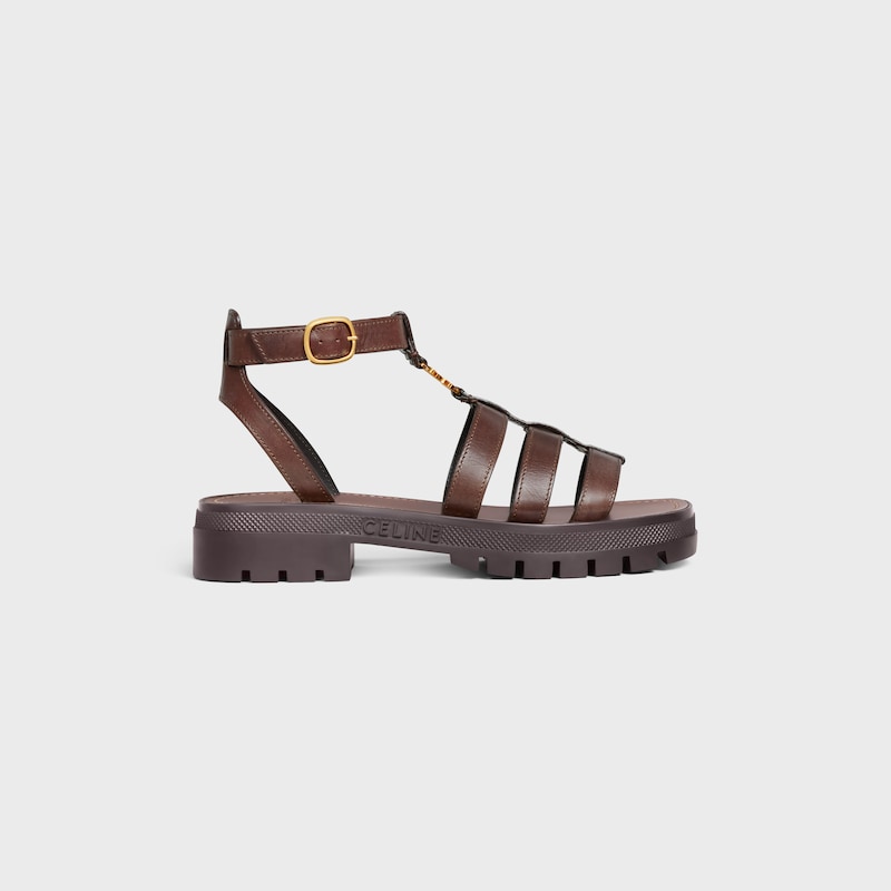 celine - clea triomphe sandale gladiateur en cuir de veau - tannage vÉgÉtal