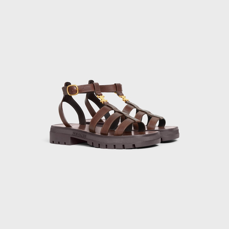 celine - clea triomphe sandale gladiateur en cuir de veau - tannage vÉgÉtal