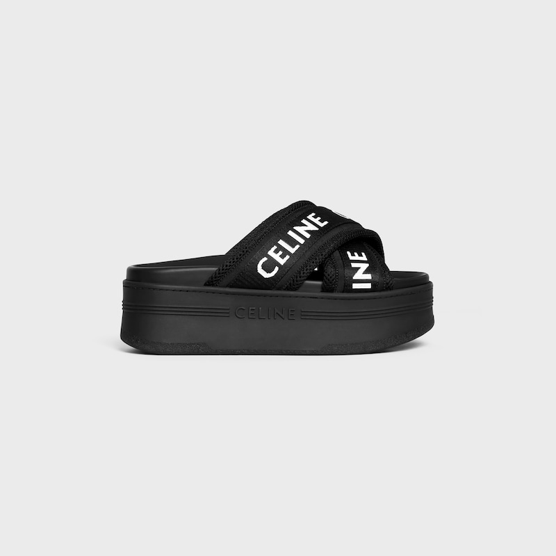 celine block slide in maille nylon et textile avec jacquard celine