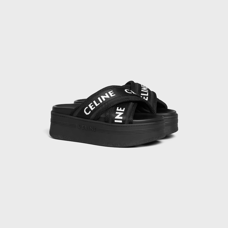 celine block slide in maille nylon et textile avec jacquard celine