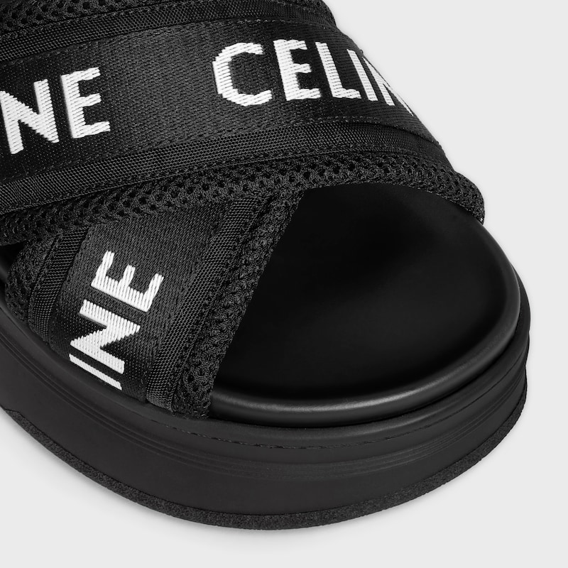 celine block slide in maille nylon et textile avec jacquard celine