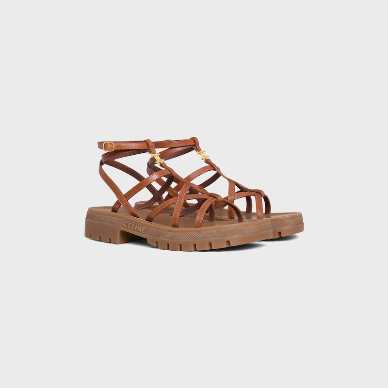 celine - clea triomphe sandale À brides en cuir de veau - tannage vÉgÉtal