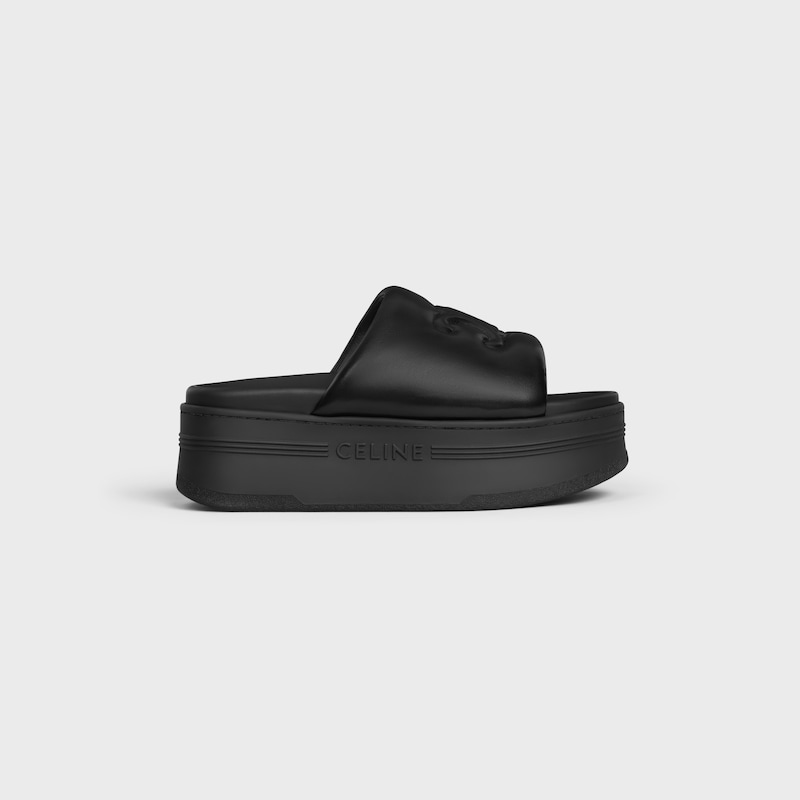 sandales plates celine block avec motif triomphe en cuir dagneau