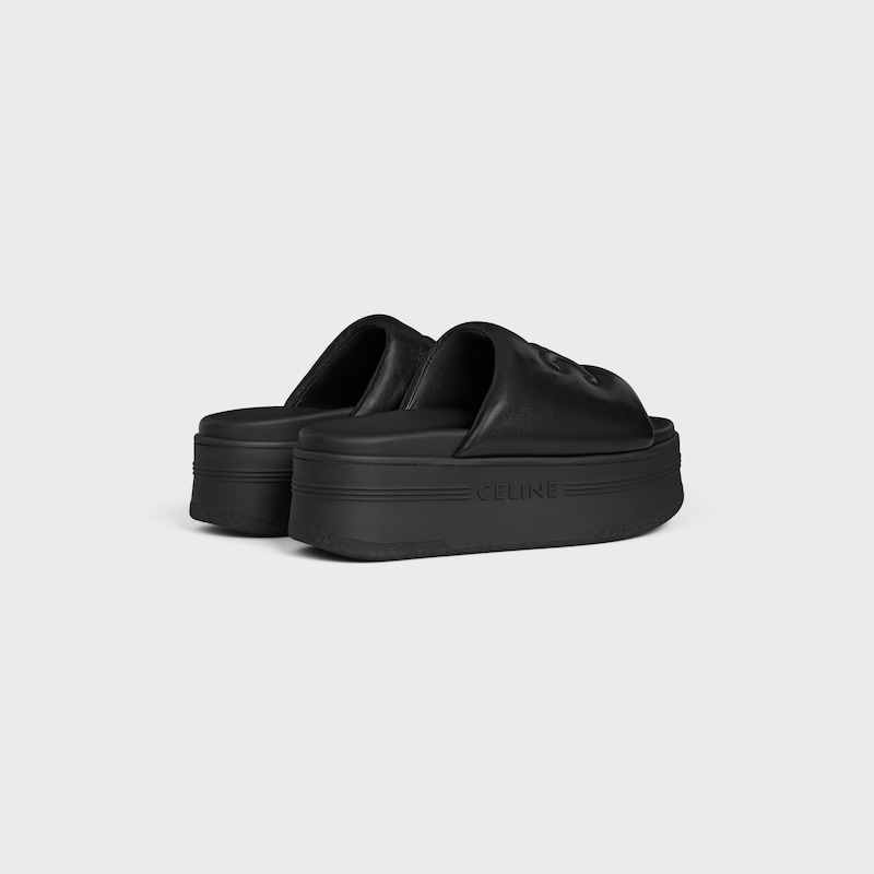 sandales plates celine block avec motif triomphe en cuir dagneau