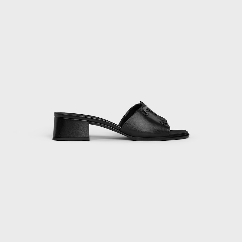 mule céline clémence en cuir dagneau et veau verni