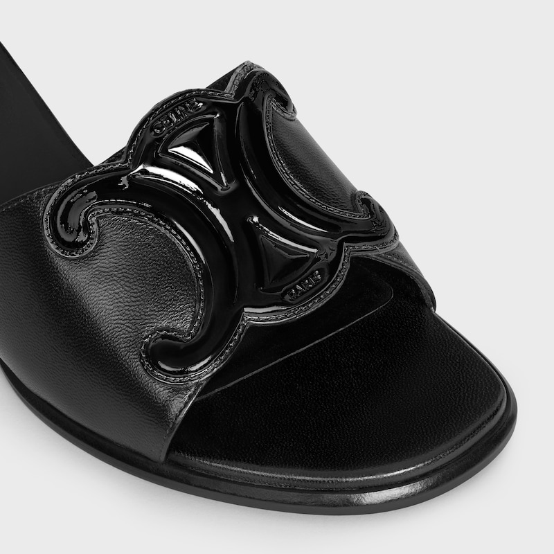 mule céline clémence en cuir dagneau et veau verni
