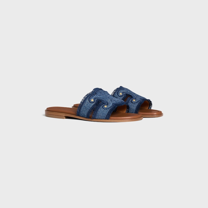 mule à franges en denim celine marina