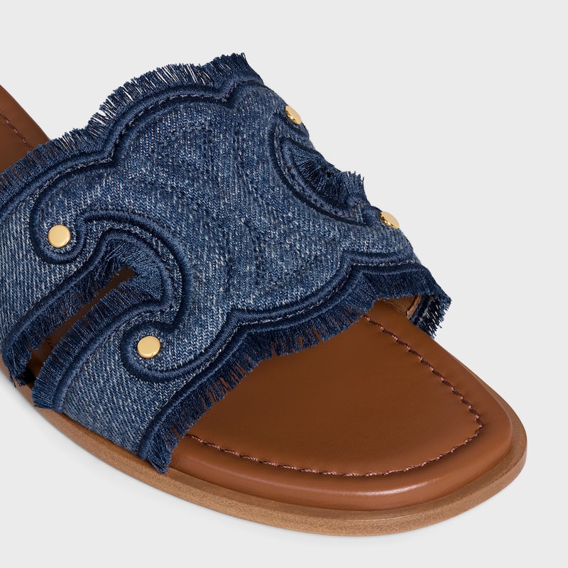 mule à franges en denim celine marina