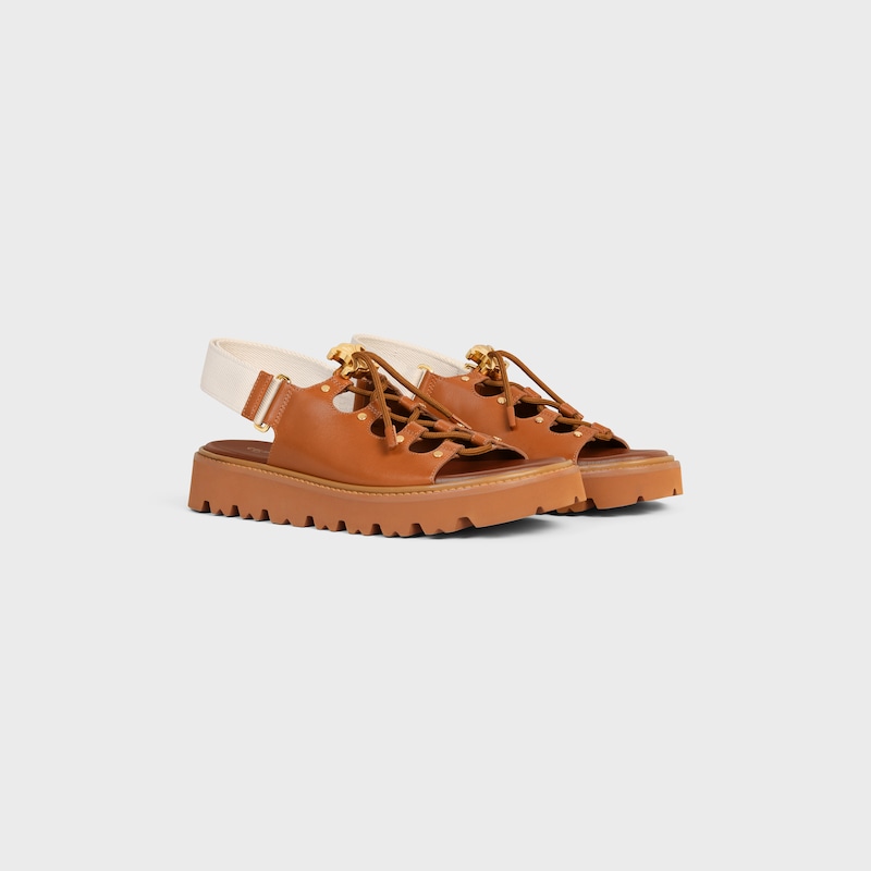 sandales à semelle épaisse celine billie en cuir de veau et textile