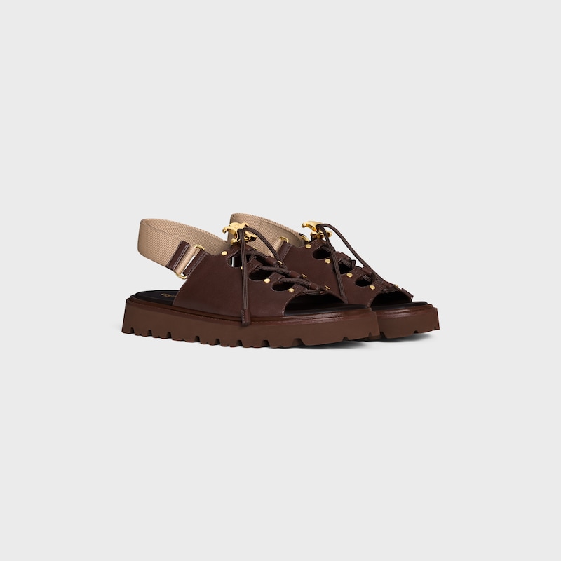 sandales à semelle épaisse celine billie en cuir de veau et textile