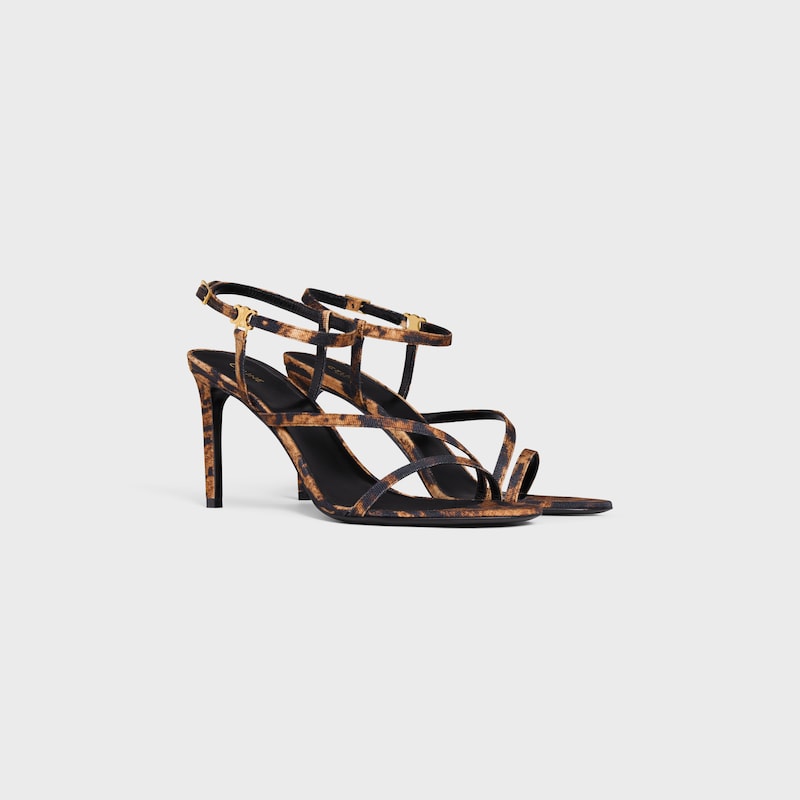 sandales céline ava en tissu gros-grain imprimé léopard